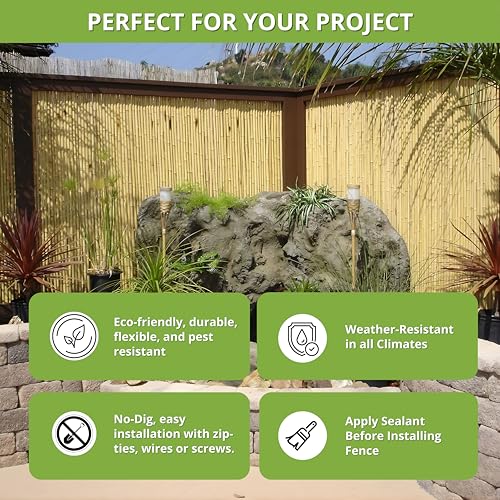 Natural Bamboo Fencing Decorative Rolled Fence Panel 1 in D x 4 ft H x 8 ft L (32 Sq Ft)