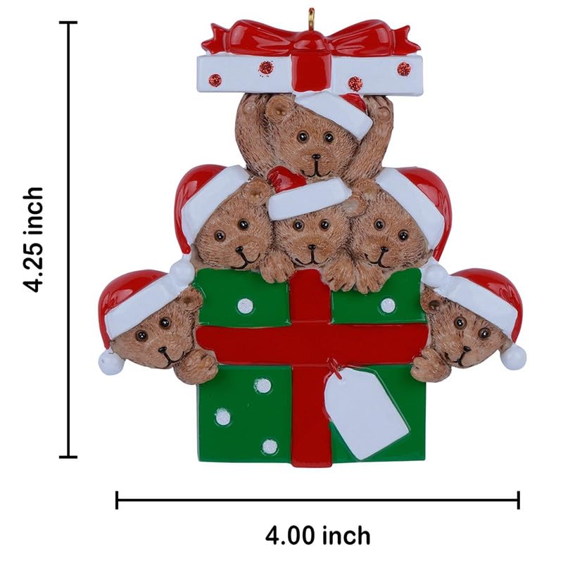 Personalized Bear Family of 6 Christmas Ornament 2026