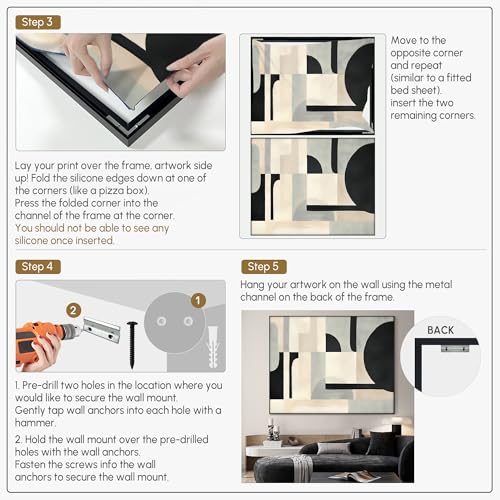 60"x72" Extra Large Framed Wall Art Modern Neutral Abstract Geometric in Black and Beige