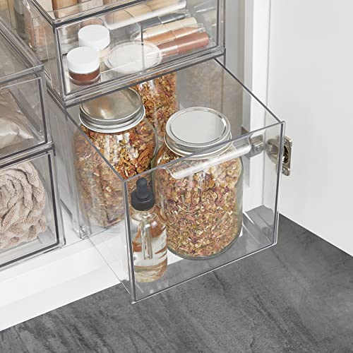 Plastic Stackable Bathroom Storage with Pull Out Bin Organizer Drawer for Cabinet (8 Count)
