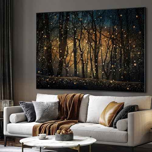 46"x60" Extra Large Framed Wall Art Magical Firefly Night Forest