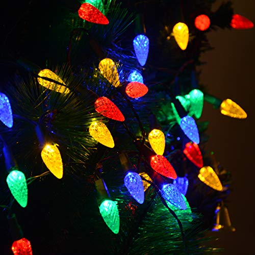 Solar Christmas Lights Outdoor C6 Strawberry String Lights (21 Foot)