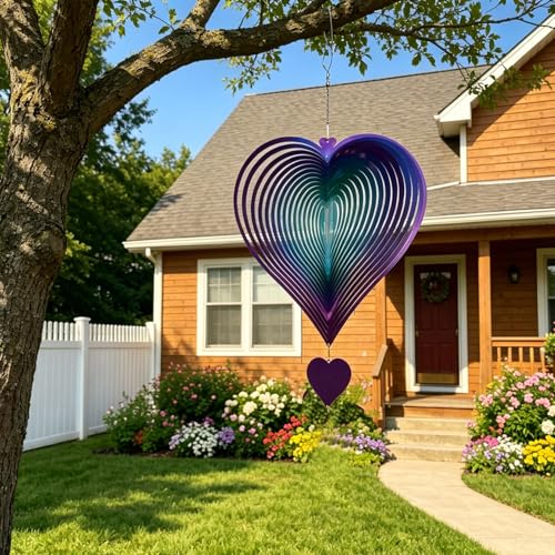 15in Large Heart Wind Spinner Garden Decor