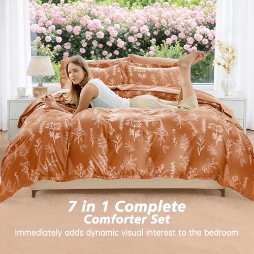 Burnt Orange Bed in a Bag Queen 7 Pieces