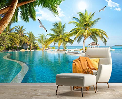 Palm Trees and Blue Sky Summer Island wall Mural Wallpaper for Bedroom 178" x 117" (144.6 Sq Ft)
