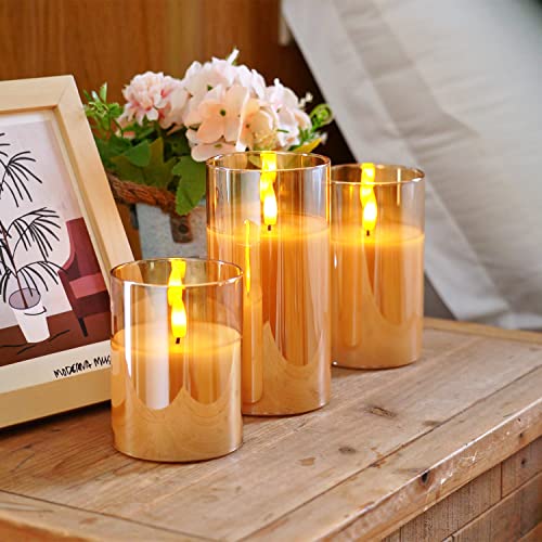 Amber Glass Flameless Candles