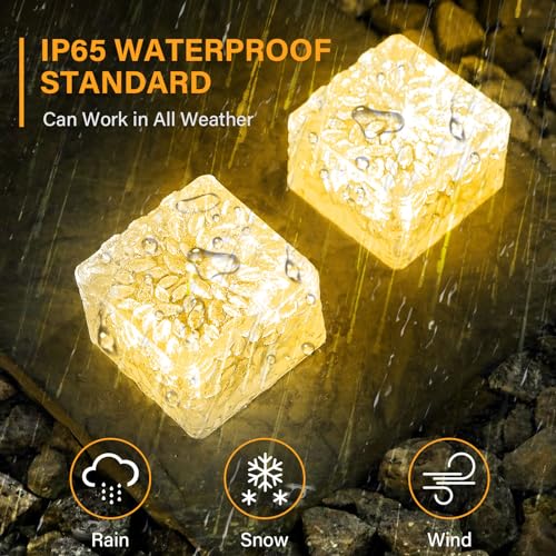 Solar Brick Lights Outdoor Solar Lights Outdoor Waterproof Patio (6 Count)