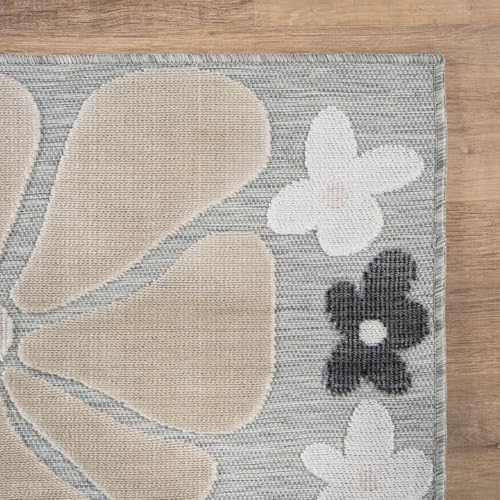 Outdoor Rug 10x14 Large Modern Floral Tropical Area Rugs for Outdoor and Indoor Patio Easy to Clean Non Shedding Living Room Porch Garden Washable Outside Carpet (140 Sq Ft)