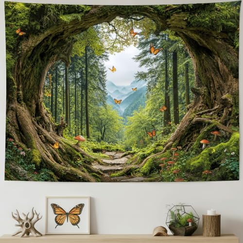 Green Nature Forest Tapestry 48x36 Inch