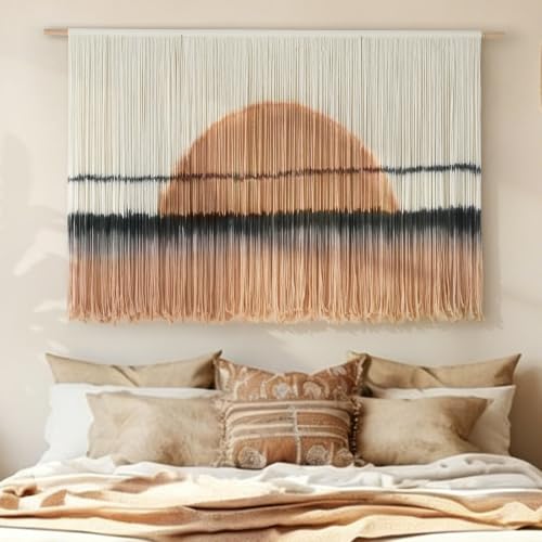 Macrame Wall Hanging Dip Dye Sunset Boho Wall Decor Fiber Art 57" W*35" L