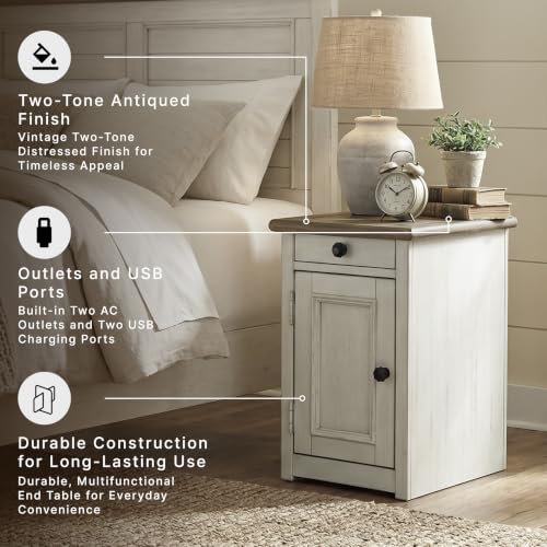 Bolanburg Farmhouse End Table with USB & Outlets