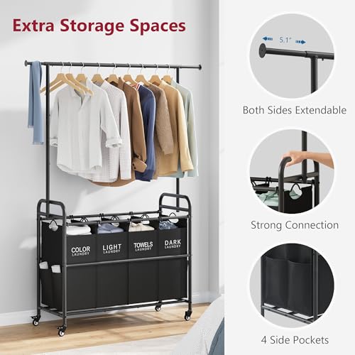 Laundry Sorter with Hanging Bar