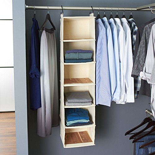 Cedarline 6‑Shelf Hanging Closet Organizer in Heavy‑Duty Cotton Canvas