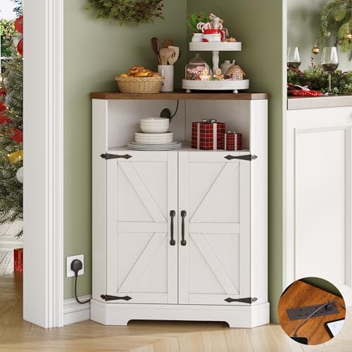 Small Corner Cabinet with Charging Station