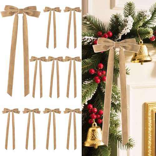 Large Velvet Bows for Christmas Tree (10 Count)