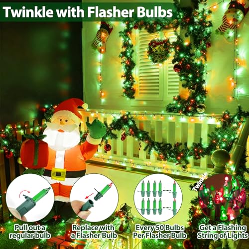 Christmas Lights 25FT 100 Count Incandescent Bulbs Red and Green Mini Lights with Green Wire for Christmas Tree