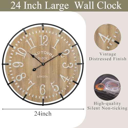 24 Inch Large Farmhouse Wall Clock