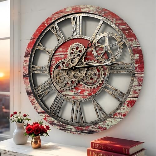 The Gears Clock The Original Real Moving Gear Wall Clock Vintage Industrial Oversized Rustic Farmhouse