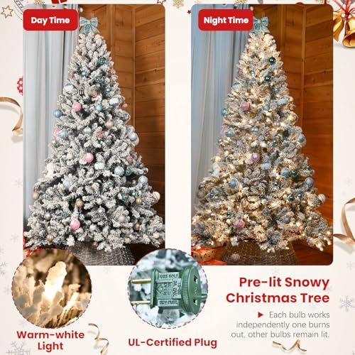7ft Prelit Flocked Christmas Tree