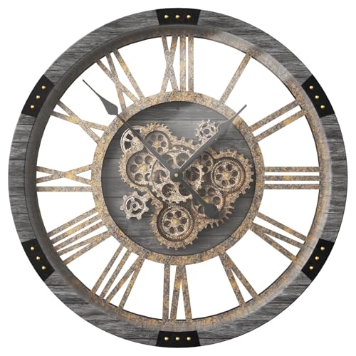 36" Extra Large Wall Clock with Moving Gears
