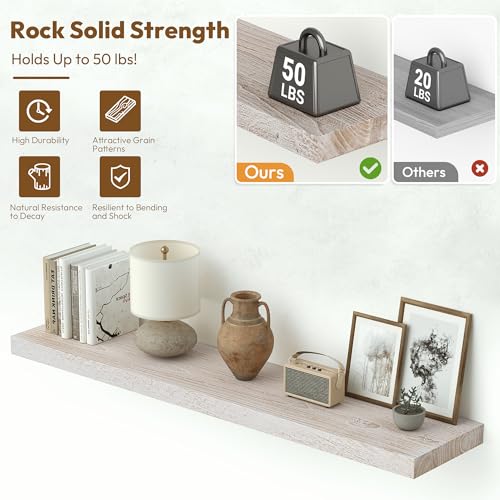 Elm Wood Floating Shelf 36x8” Set of 2 (2 Count)