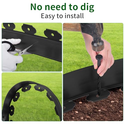 Landscape Edging 2.36in Garden Edging Borders No Dig 33ft (61 Count)