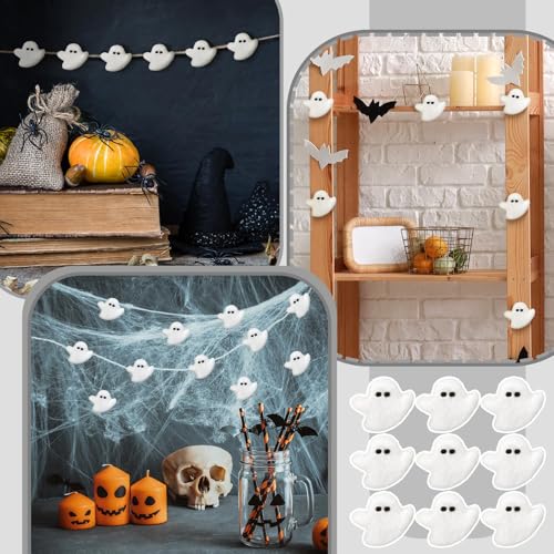24 Pcs Halloween Cute Felt Ghosts Halloween DIY Ornament (24 Count)