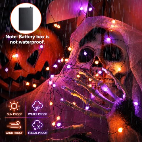 2 Pack 50 LED Battery Operated Halloween Lights Outdoor Waterproof