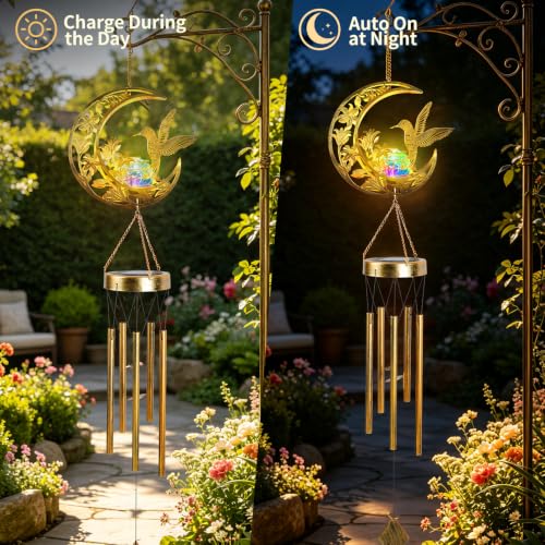 Colorful Solar Wind Chimes for Outside Gifts for Women