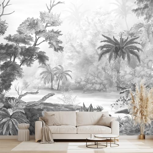 Grey Tropical Rainforest Plant wallpeper Living Room Bedroom Jungle Botanical wall Mural