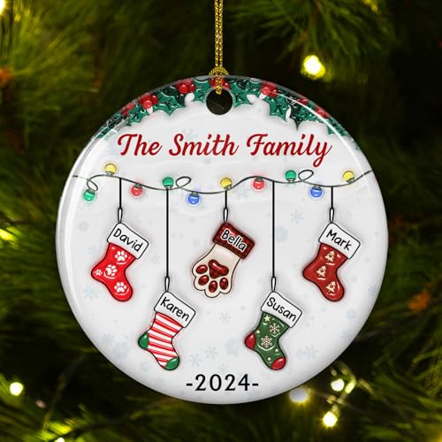 Stocking Personalized Family Christmas Ceramic Ornament 2025