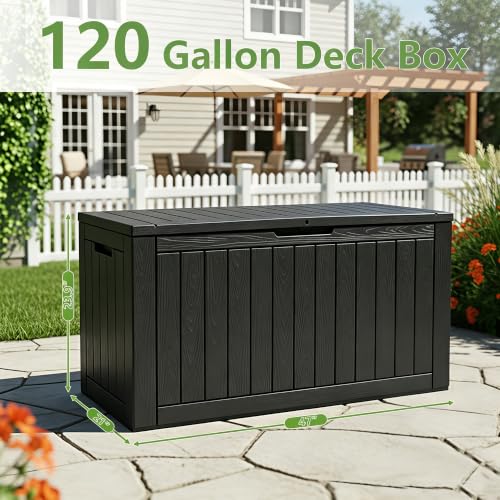 120 Gallon Outdoor Storage Box Waterproof Deck Box for Patio