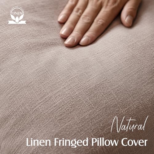 Decorative Linen Fringe Throw Pillow Covers 20×20 Dusty Pink (2 Count)