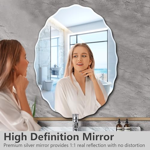 28.4x40 Inch Frameless Oval Wall Mirror for Bathroom Sink