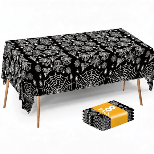 Halloween Tablecloth Plastic Black Spider Web Disposable Table Cover