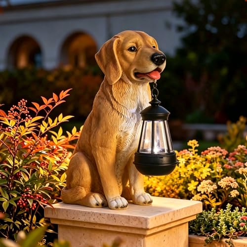Solar Dog Statue Garden Decor
