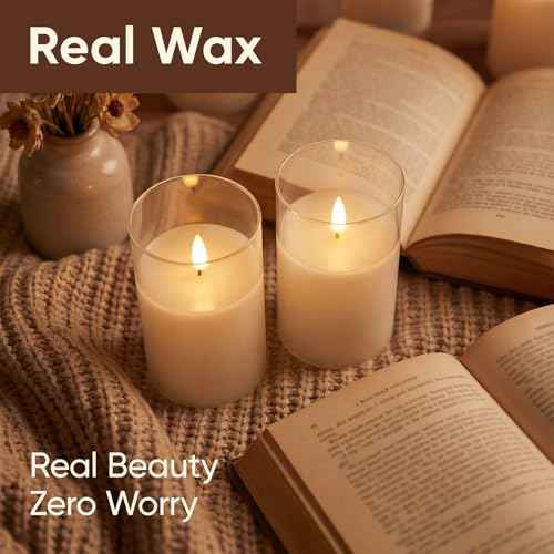 3"x5" White Glass Flameless LED Candle Battery Operated with Control (2 Count)