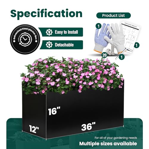 Black Planter Box 36" L x 12" W x 16" H