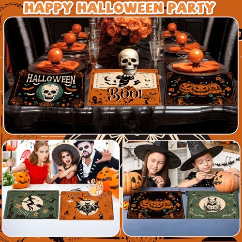 Halloween Plastic Placemats Set of 6 Black Gothic Bat Mat 17×13×0.04 in (6 Count)