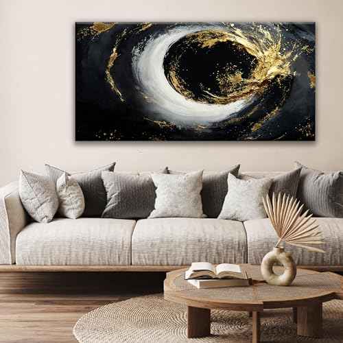 Abstract Wall Art For Living Room Modern Canvas Art Wall Decor Print Painting Abstract Wall Decor Pictures Black And Gold Wall Art Picture For Bedroom Hotel Home Artwork 24 X 48 Inch