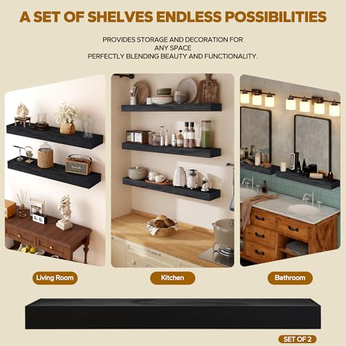 Floating Shelves 3 inch Thick for Wall Set of 2