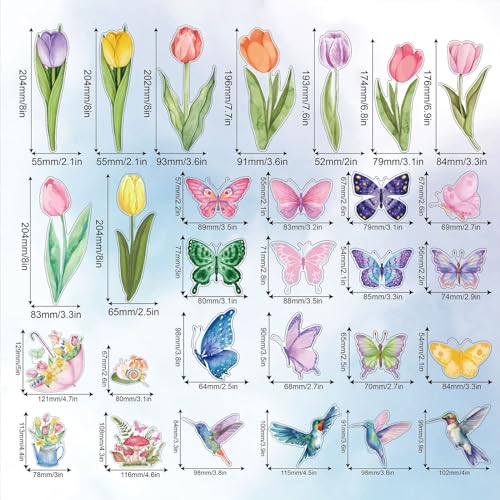 83 PCS Summer Window Clings Spring Flower Window Stickers Decorations for Glass Windows