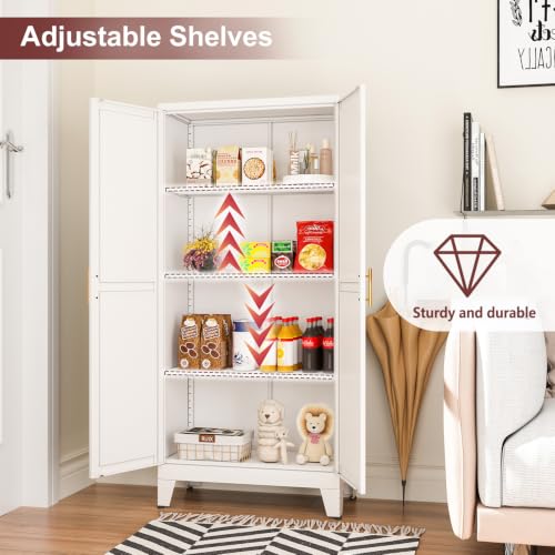 Metal Pantry Cabinet with 2 Doors and Adjustable Shelves