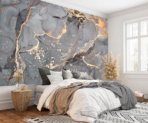 Gray and Gold Marble Wallpaper wall murals for Bedroom 159"x107"