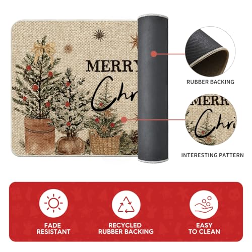 Holly Ornament Merry Christmas Kitchen Mats Set of 2