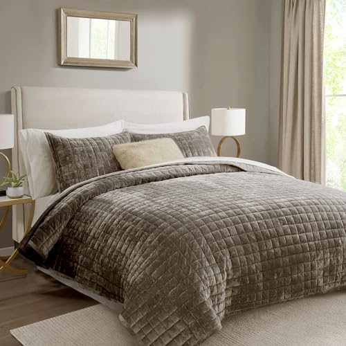 Channel Box Stitch Velvet Quilt Set