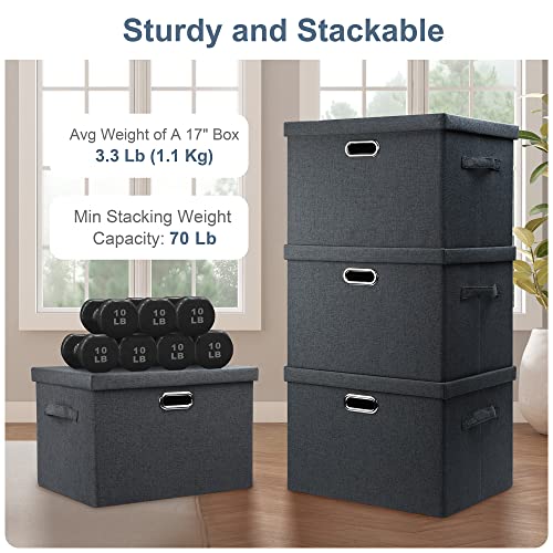 Large 17" 36 Quart Collapsible Stackable Storage Bins with Lids (5 Count)