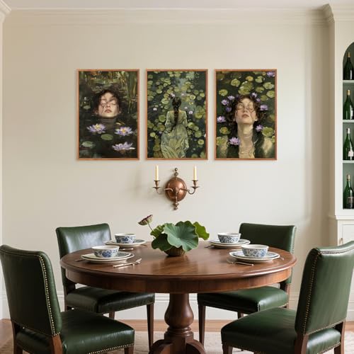 3 Pcs The Fate of Ophelia Framed Canvas Wall Art 16x24 Inch