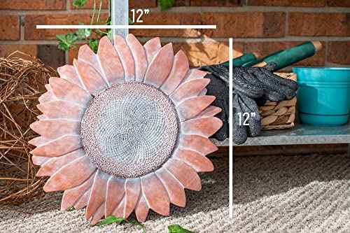 NAT & Jules Sunflower Shaped Dimensional Indoor Outdoor 12 inch Cast Resin Decorative Garden Stepping Stone