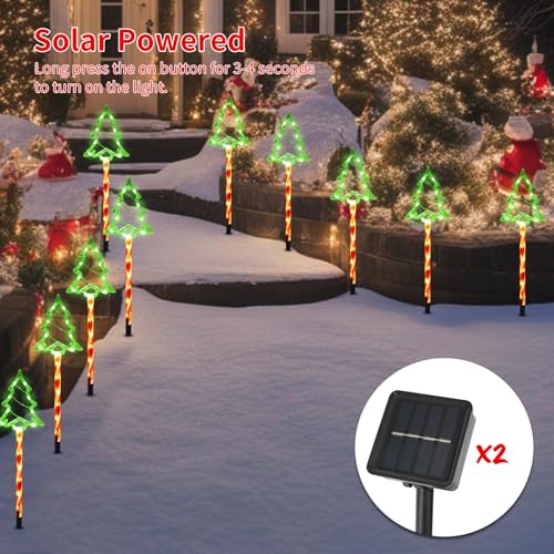 Solar Christmas Tree Pathway Lights Outdoor Decorations (10 Count)